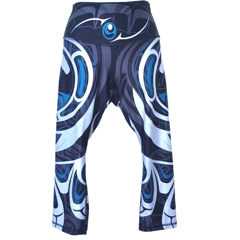 NoMiNoU Cropped Leggings Athleisure Yoga Original Art Sz XS Purple Blue White